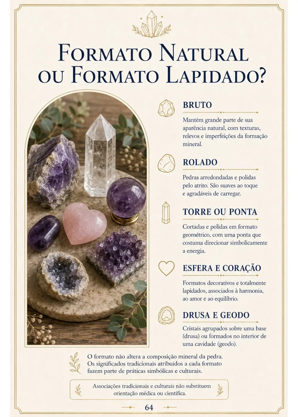 Página sobre formato natural ou formato lapidado